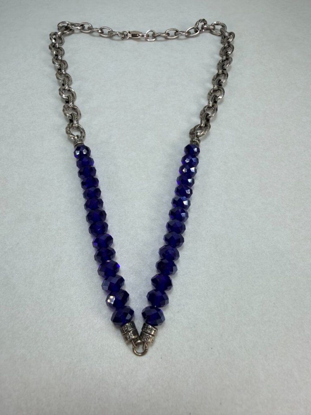Kirks Folly Blue Faceted Crystal Beaded Necklace Silver Tone Fantasy Jewelry - Picture 9 of 9